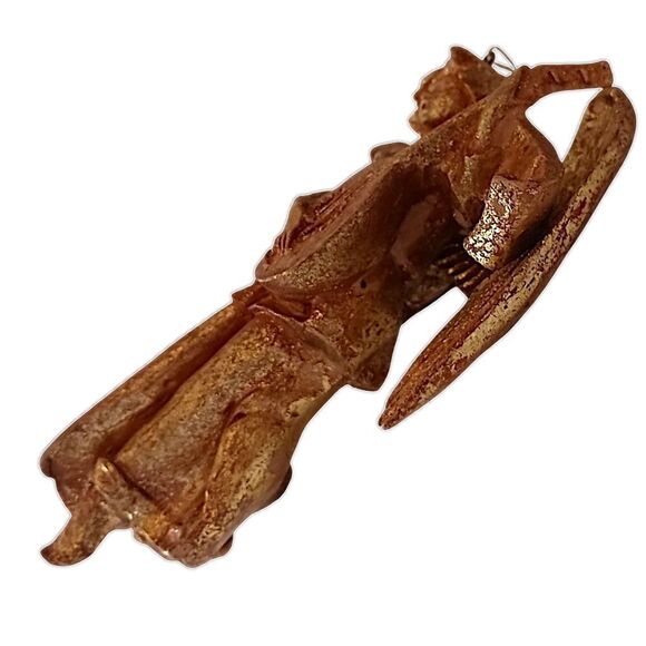 Gold Gilt Cherub Angel Ornament Figure Nativity MCM Mandolin Antiqued Wall Decor - Picture 6 of 14